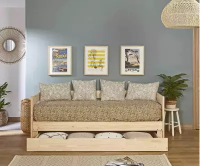 Lit gigogne Lakota bois tiroir ouvert avec matelas