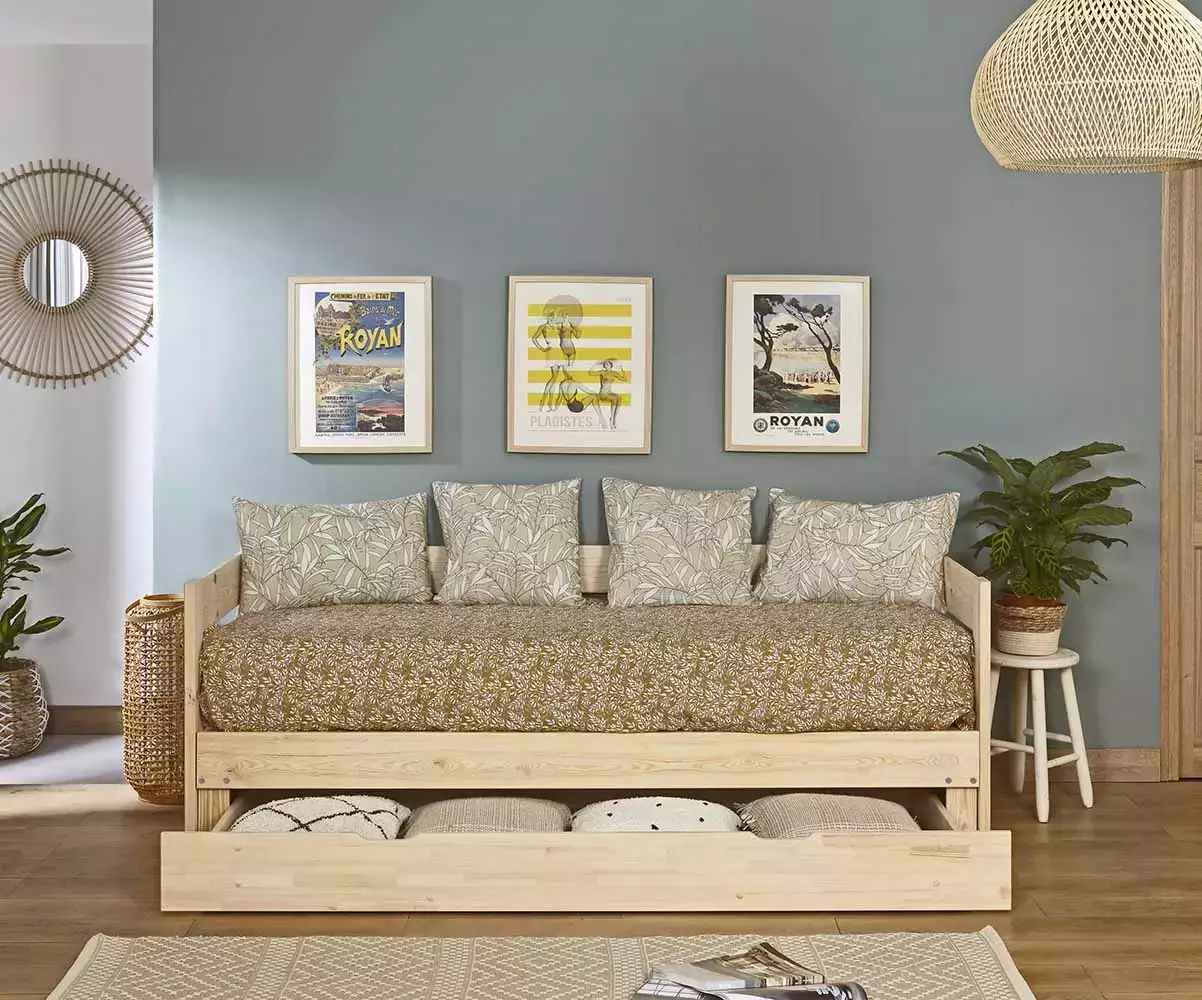 Lit gigogne Lakota bois tiroir ouvert avec matelas Lit gigogne Lakota bois tiroir ouvert avec matelas