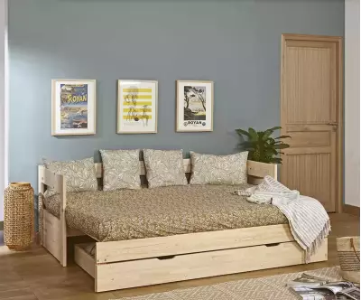 Lit gigogne Lakota bois ouvert avec matelas