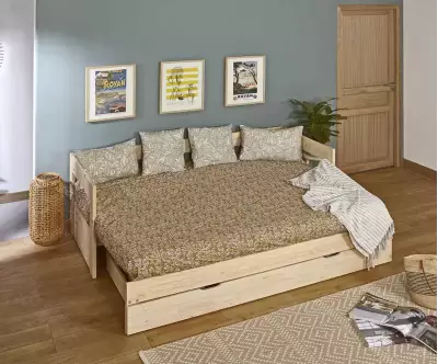 Lit gigogne Lakota bois 2 places avec matelas