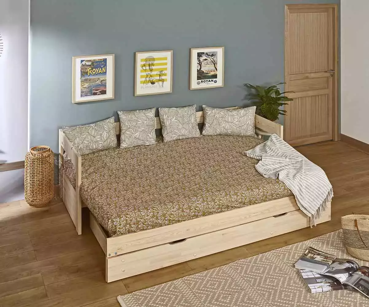 Lit gigogne Lakota bois 2 places avec matelas Lit gigogne Lakota bois 2 places avec matelas