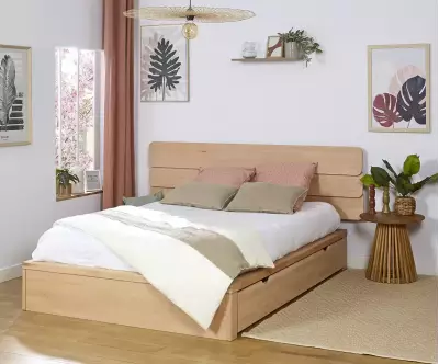 Lit Akara avec tête de lit Frégate en bois massif