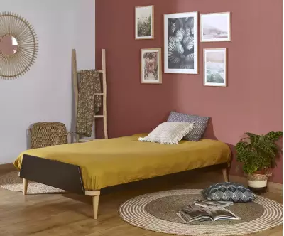 Lit Algol adulte noir avec matelas