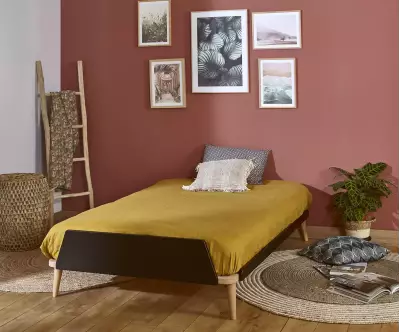 Lit Algol adulte noir avec pied avec matelas