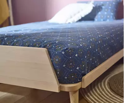 Lit Algol adulte hetre massif avec matelas