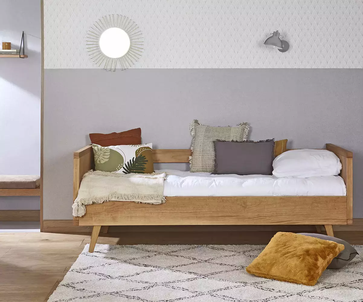 Lit banquette Calycé avec barrières adulte avec matelas Lit banquette Calycé avec barrières adulte avec matelas
