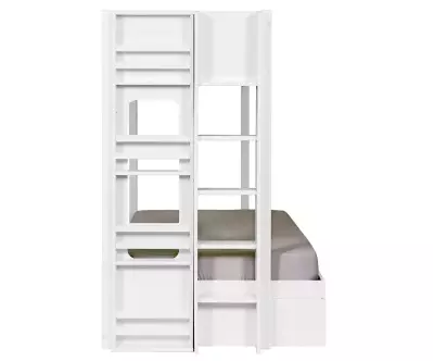 Lit superposé Chinook blanc avec étagère design incluse