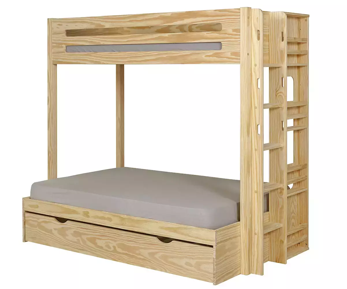 Lit superposé Chinook bois avec échelle et étagère à droite Lit superposé Chinook bois avec échelle et étagère à droite