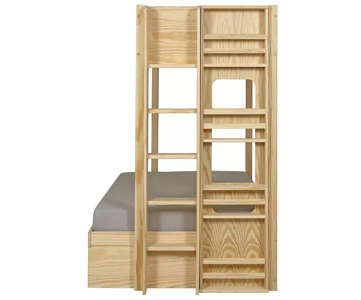 Lit superposé Chinook bois avec étagère design incluse Lit superposé Chinook bois avec étagère design incluse