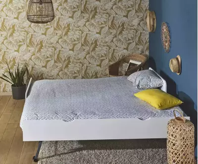 Lit gigogne Lanai blanc déplié