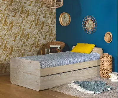 Lit Lanai bois naturel (sommier gigogne en option)