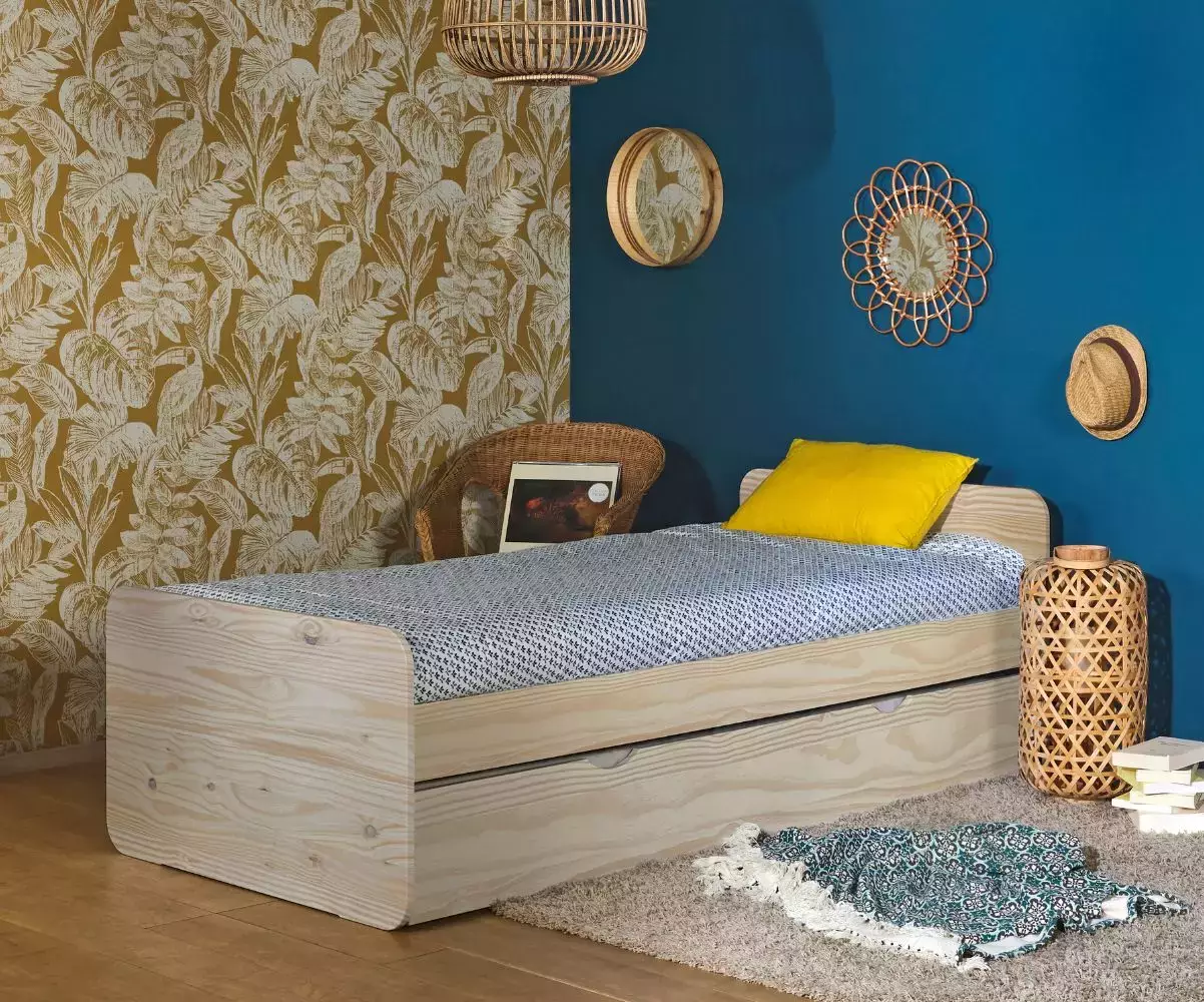 Lit Lanai bois naturel (sommier gigogne en option) Lit Lanai bois naturel (sommier gigogne en option)