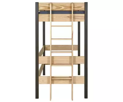 Lit mezzanine Donnell bois et noir avec échelle réversible
