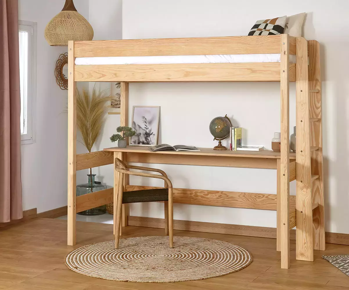 Lit mezzanine Donnell bois (bureau en option) Lit mezzanine Donnell bois (bureau en option)