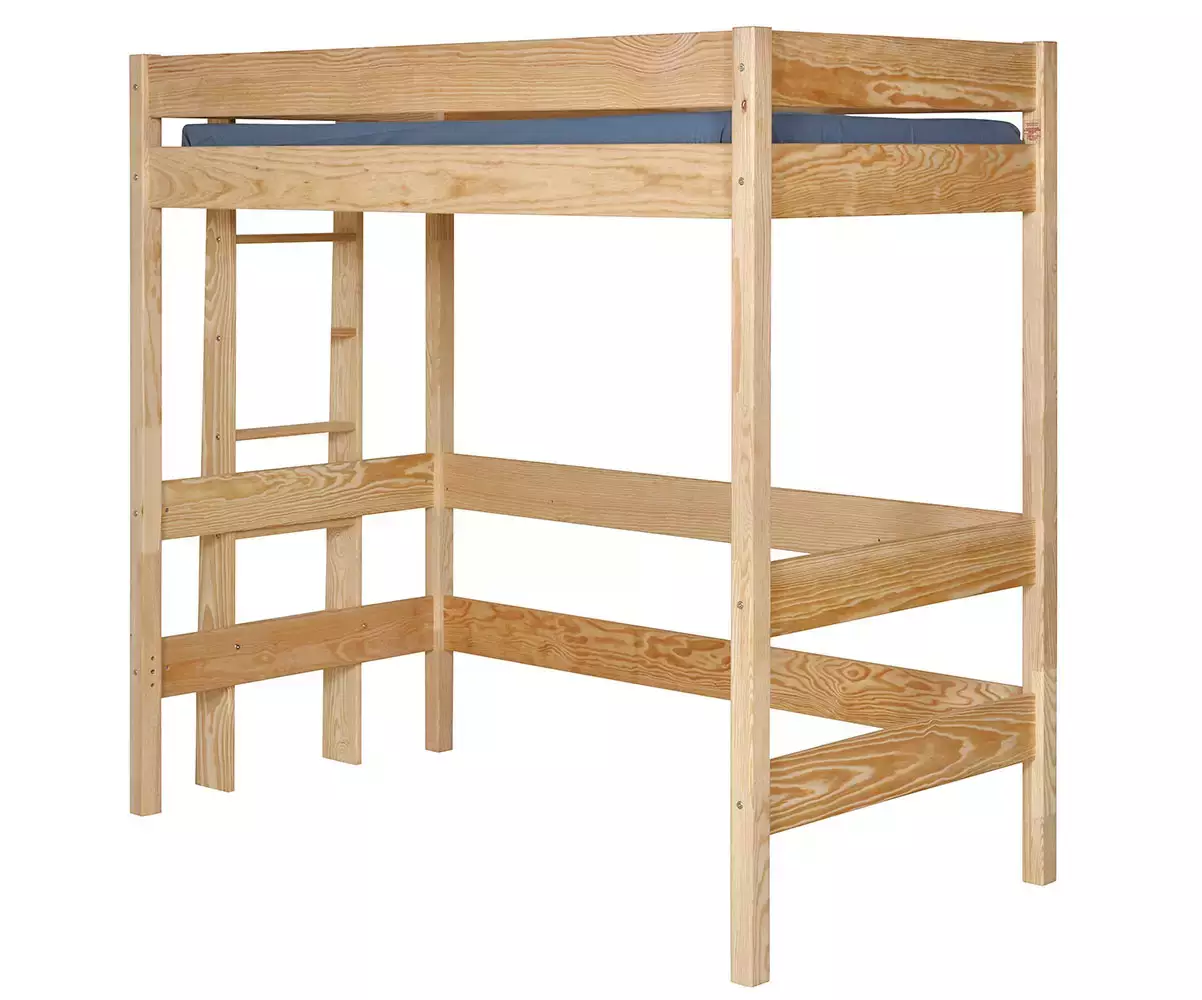 Lit mezzanine Donnell bois naturel avec échelle sur le petit côté Lit mezzanine Donnell bois naturel avec échelle sur le petit côté