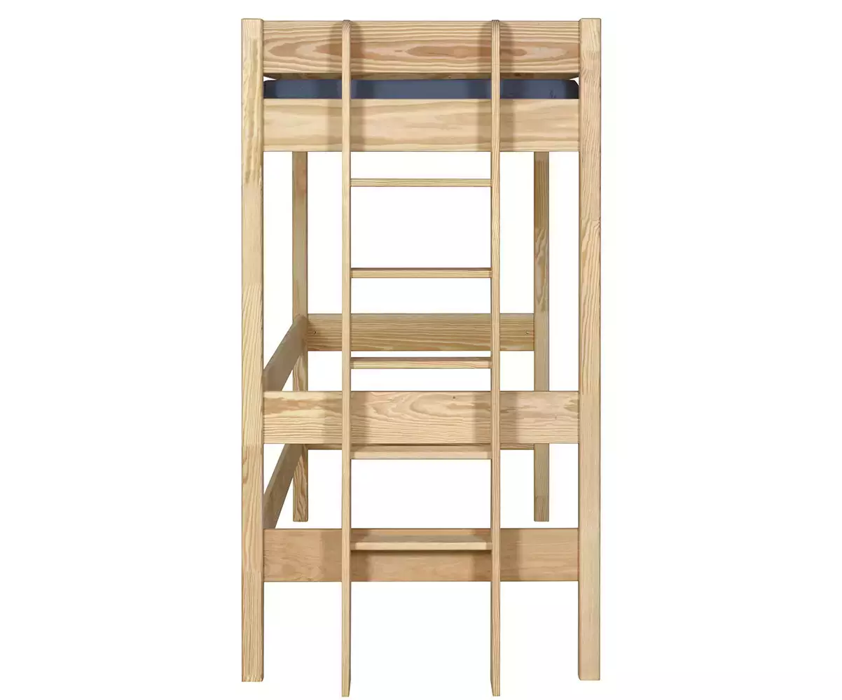 Lit mezzanine Donnell bois avec échelle réversible Lit mezzanine Donnell bois avec échelle réversible