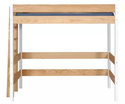 Lit mezzanine Donnel en pin massif bois et blanc