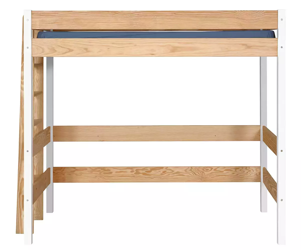 Lit mezzanine Donnel en pin massif bois et blanc Lit mezzanine Donnel en pin massif bois et blanc