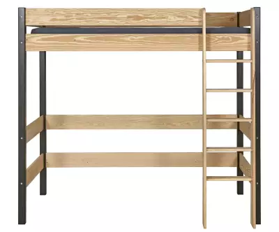 Pack lit mezzanine Douglas noir et bois avec échelle réversible
