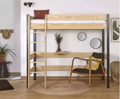 Pack lit mezzanine Douglas noir et bois en pin massif
