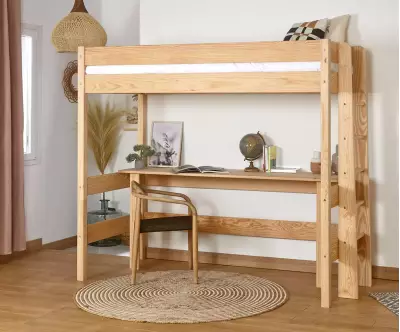 Lit mezzanine Donnell bois avec bureau