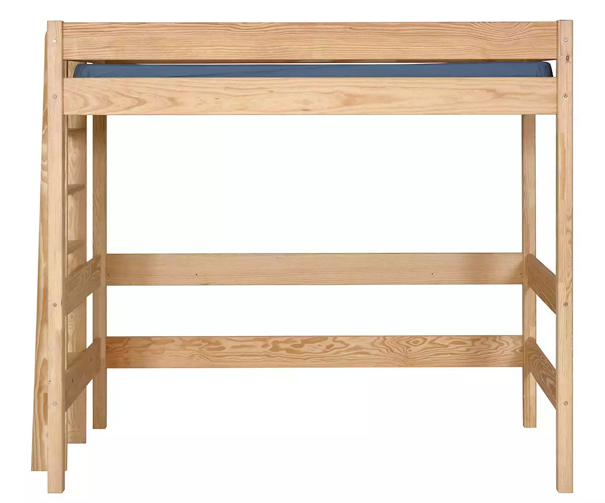 Lit mezzanine Donnell bois en pin massif avec échelle sur le petit côté Lit mezzanine Donnell bois en pin massif avec échelle sur le petit côté