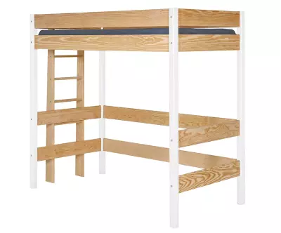 Lit mezzanine Donnell bois et blanc en pin massif