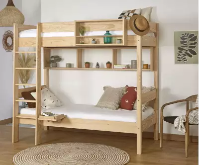 Lit superposé Douglas bois (accessoires de rangement en option)