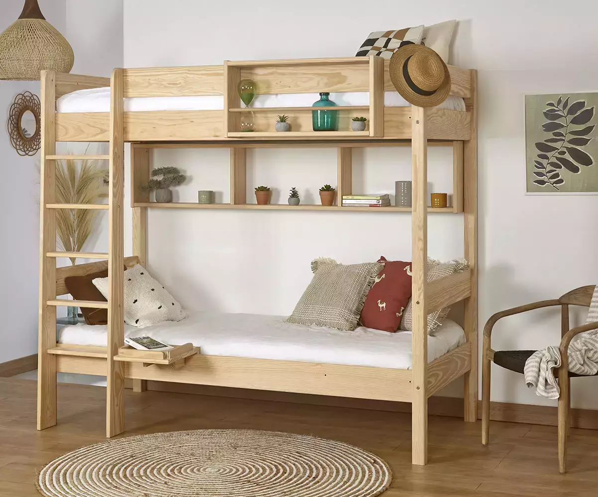 Lit superposé Douglas bois (accessoires de rangement en option) Lit superposé Douglas bois (accessoires de rangement en option)