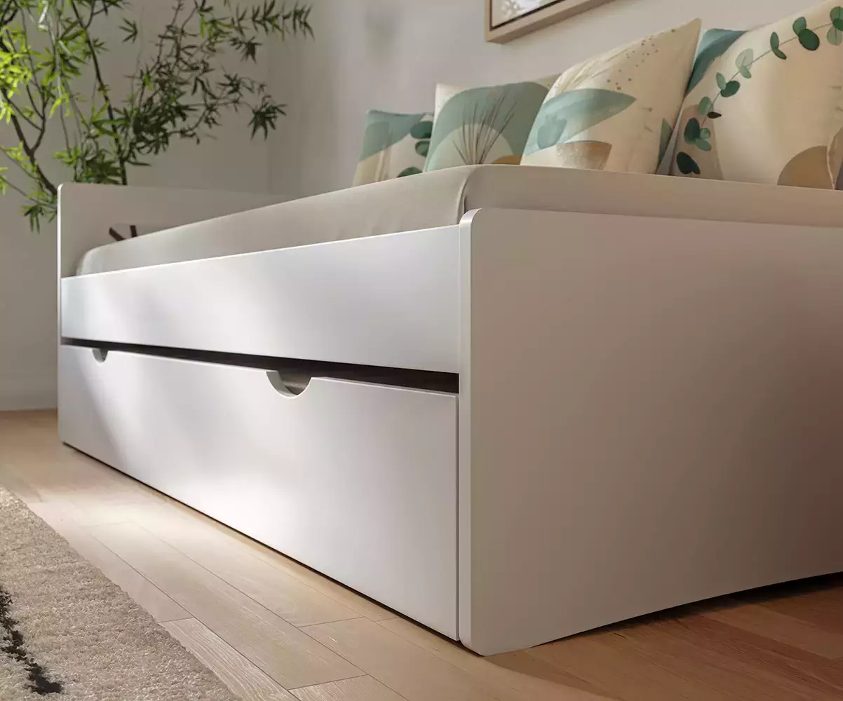 Zoom sur le lit Lemand avec tiroir en option Zoom sur le lit Lemand avec tiroir en option