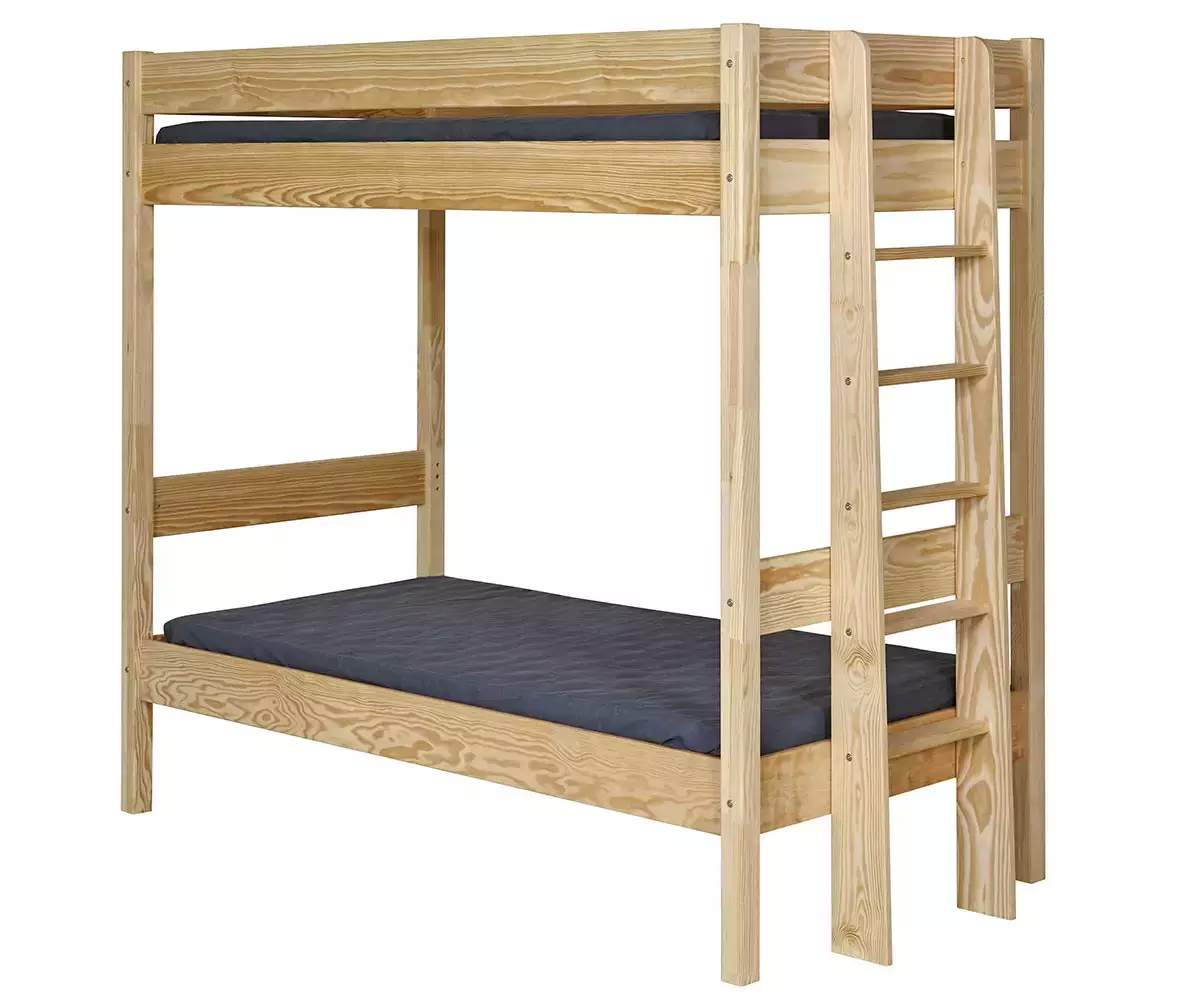 Lit superposé Donnell bois avec échelle sur le petit côté Lit superposé Donnell bois avec échelle sur le petit côté