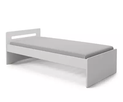 Lit Lemand bois massif finition blanche avec matelas et sommier gigogne en option