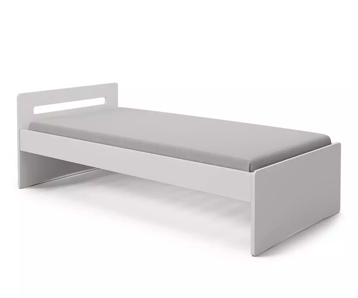 Lit Lemand bois massif finition blanche avec matelas et sommier gigogne en option Lit Lemand bois massif finition blanche avec matelas et sommier gigogne en option