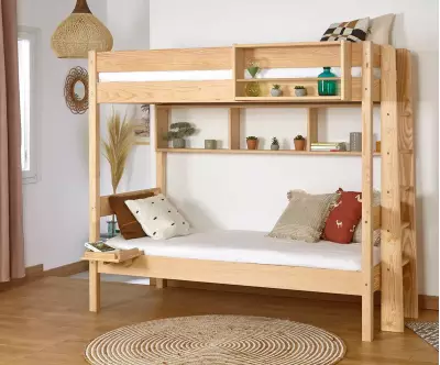 Lit superposé Donnell bois (rangements en option)