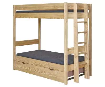Lit superposé Donnell bois avec sommier gigogne fermé