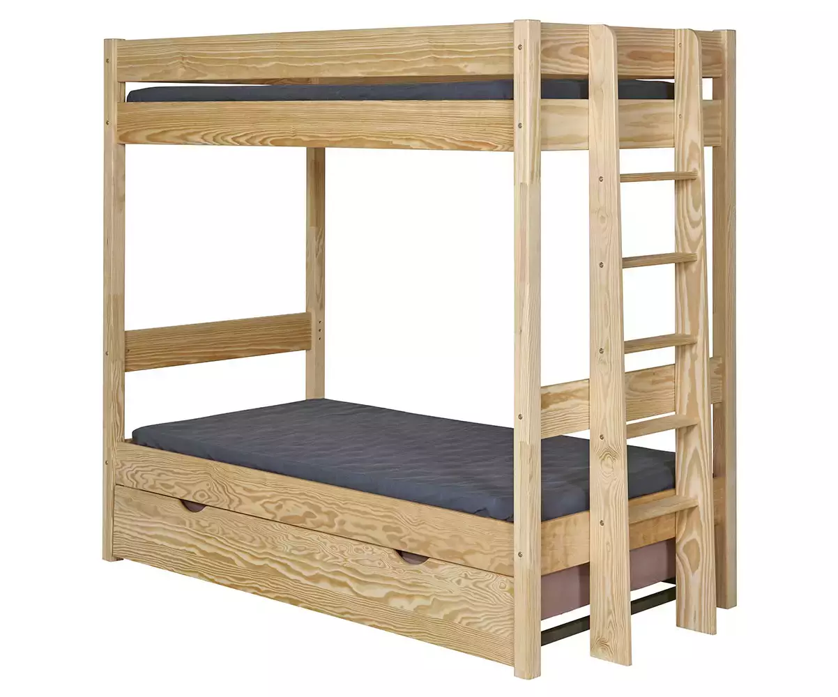 Lit superposé Donnell bois avec sommier gigogne fermé Lit superposé Donnell bois avec sommier gigogne fermé