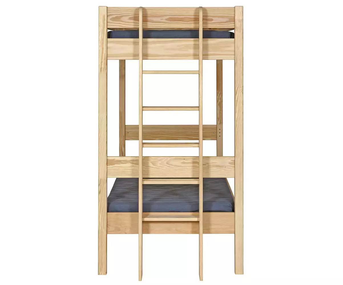 Lit superposé Donnell bois avec sommier gigogne en bois massif Lit superposé Donnell bois avec sommier gigogne en bois massif