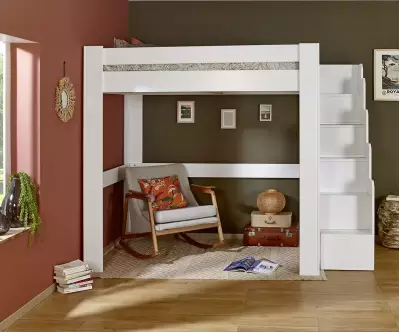 Lit mezzanine blanc gain de place