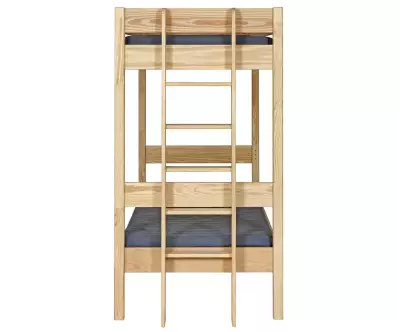 Pack lit superposé Donnell bois avec sommier gigogne en bois massif