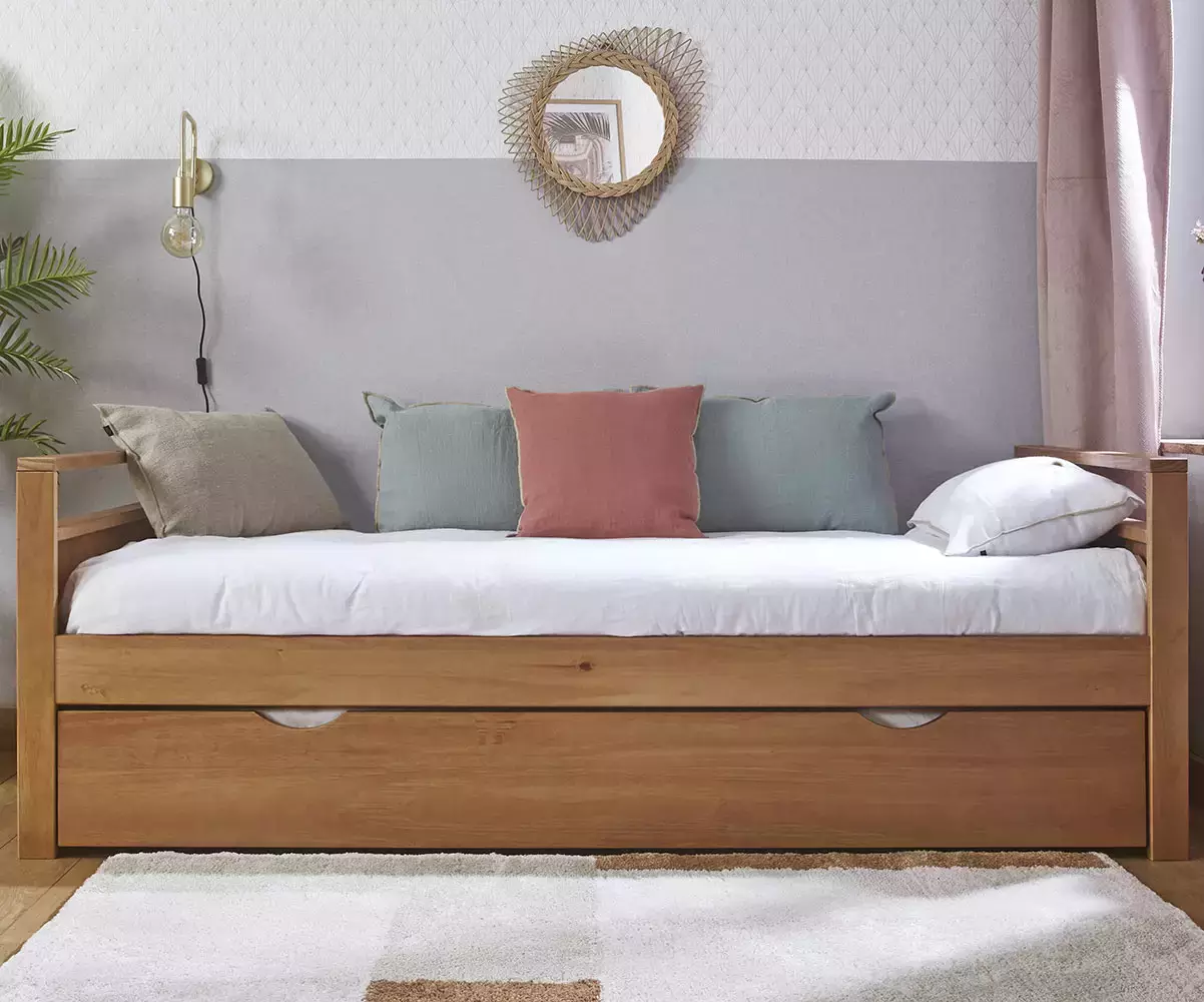 Banquette gigogne Ponant en bois finition noisette Banquette gigogne Ponant en bois finition noisette