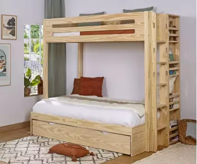 Lit superposé Chinook bois avec étagère incluse