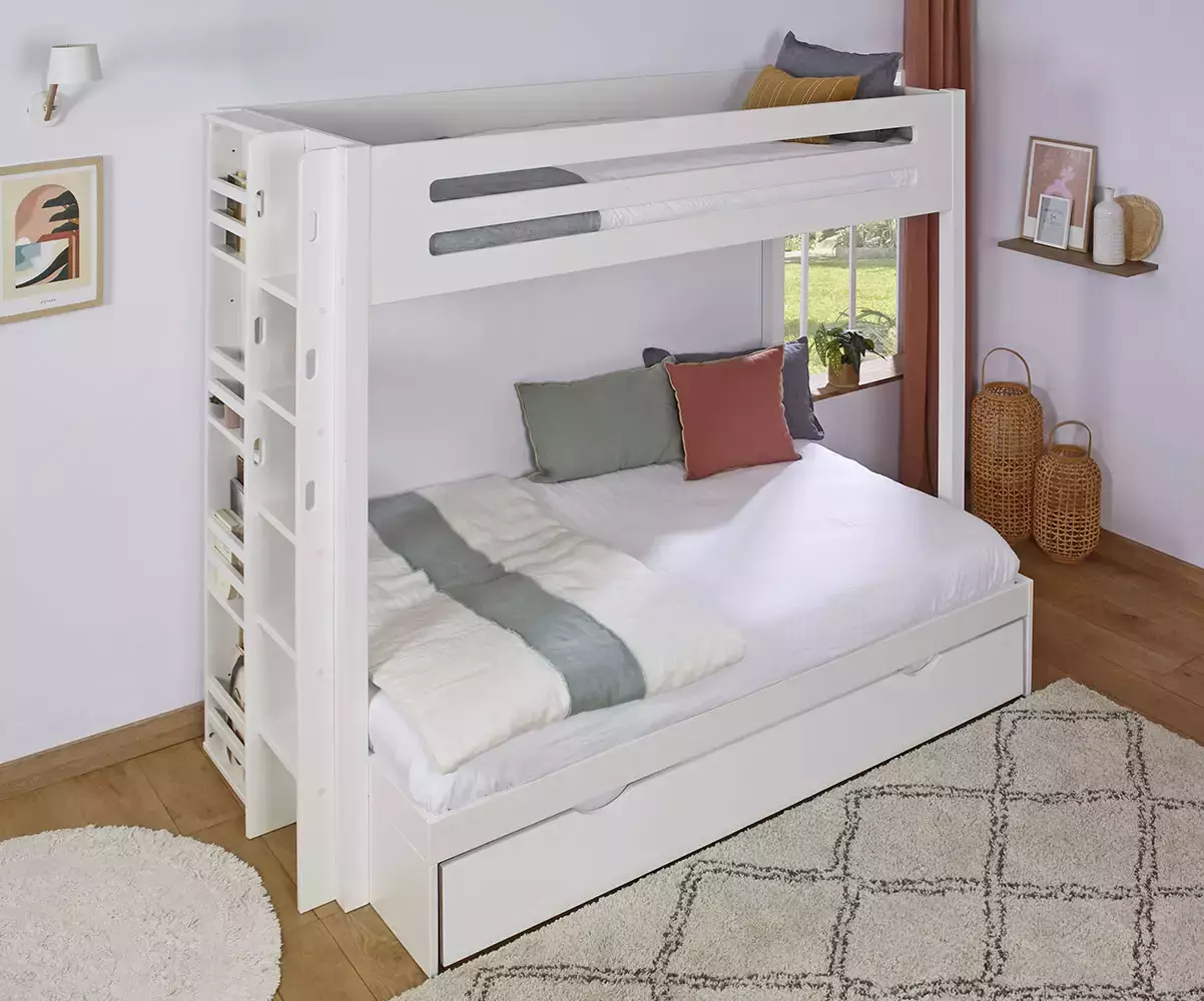 Lit superposé Chinook blanc avec couchage 120 en bas Lit superposé Chinook blanc avec couchage 120 en bas