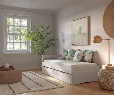 Lit adulte Lemand en bois massif coloris blanc