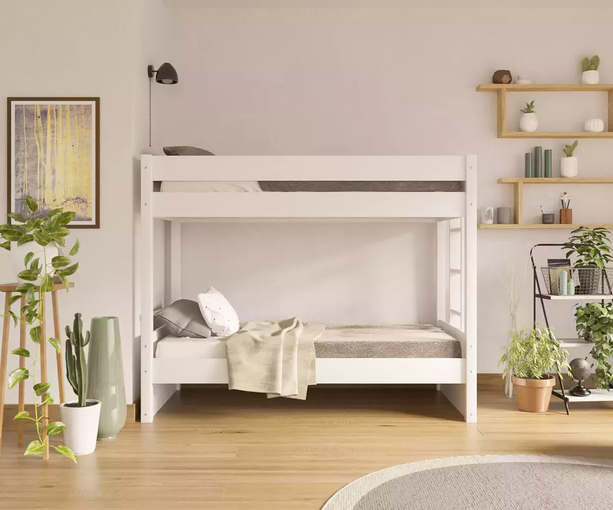 Lit superposé adulte Kupa blanc avec matelas Lit superposé adulte Kupa blanc avec matelas