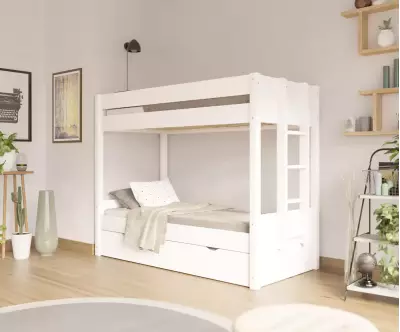 Lit superposé gigogne adulte Kupa blanc positionnable