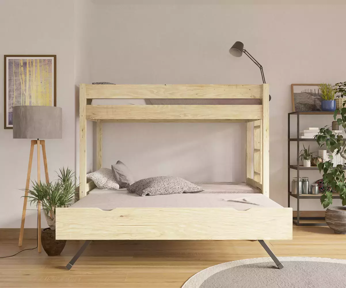 Lit superposé gigogne adulte Kupa bois 3 couchages Lit superposé gigogne adulte Kupa bois 3 couchages