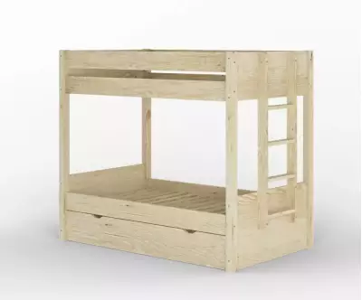 Lit superposé gigogne adulte Kupa bois vue de 3/4