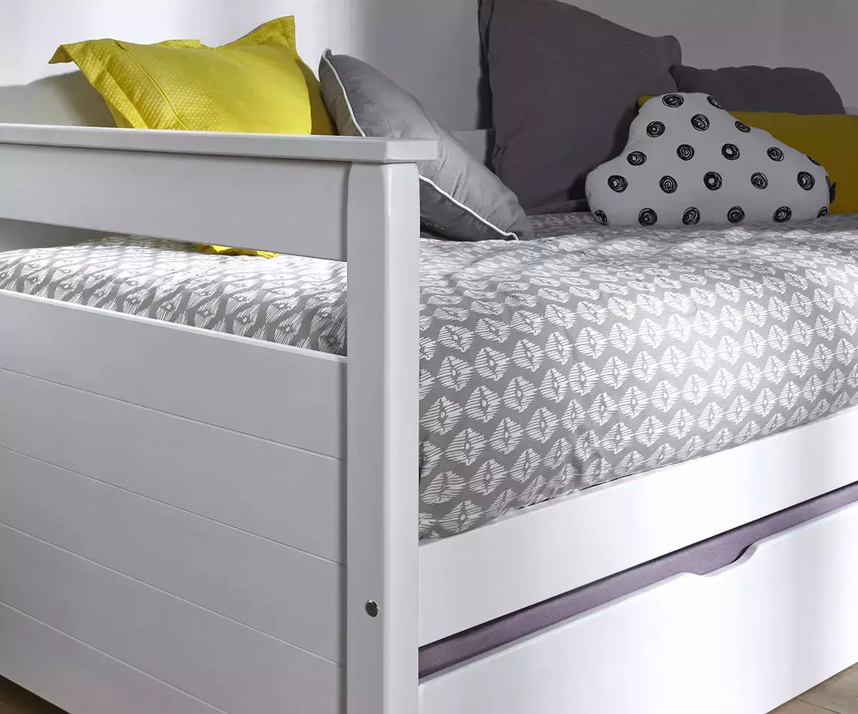 Zoom Lit gigogne adulte banquette Nuage Blanc Zoom Lit gigogne adulte banquette Nuage Blanc