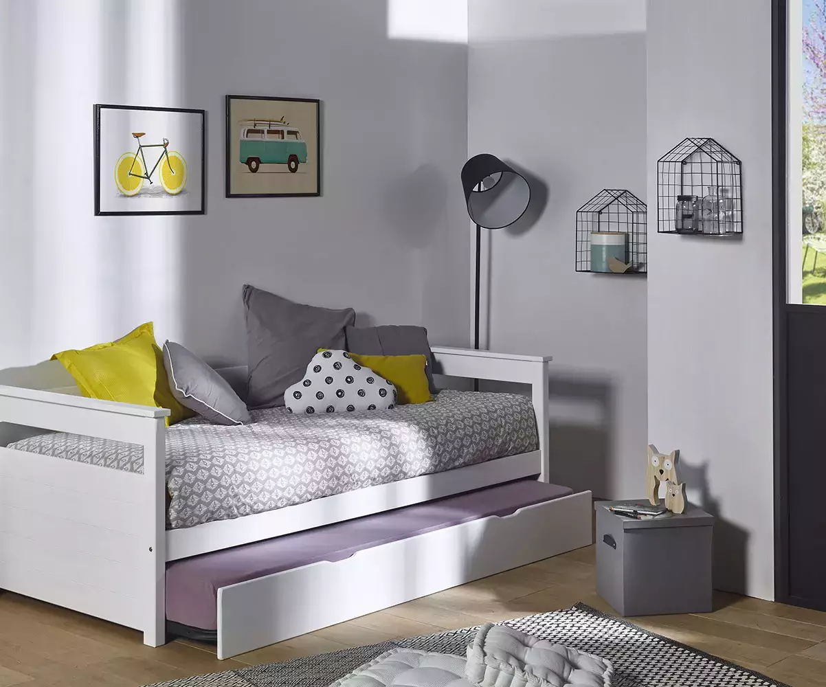 Lit gigogne adulte banquette Nuage blanc entrouvert Lit gigogne adulte banquette Nuage blanc entrouvert