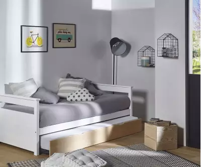 Lit gigogne banquette Nuage blanc et brut entrouvert